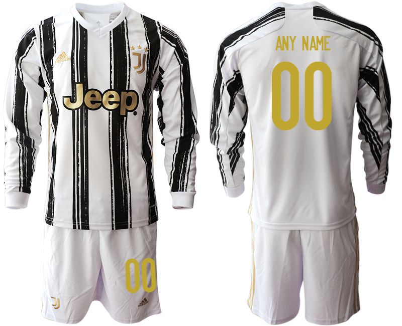 Men 2020-2021 club Juventus home long sleeves customized white Soccer Jerseys